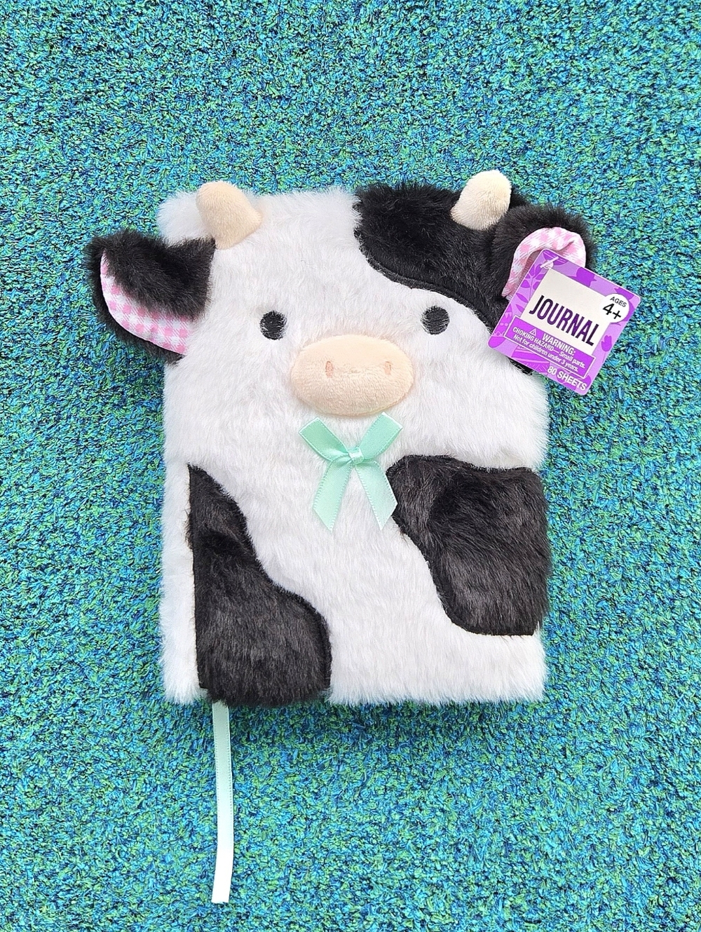 Cow Faux Fur Covered Lined Notebook - 80 Pages - 6" x 7 3/4"
